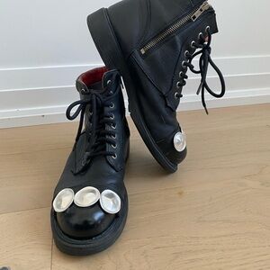 Black Combat STEEL TOE Boots with silver Accents